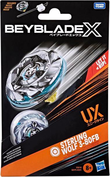 BeyBlade X Sterling Wolf 3-80fB UX Starter Pack Set with Stamina Type Top and Launcher, Authentic Takara TOMY Battle Tops Games
